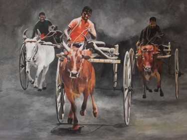 Painting titled "Lead from the Front" by Hemantha Warakapitiya, Original Artwork, Acrylic Mounted on Wood Stretcher frame