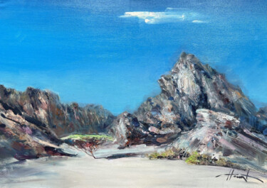 Painting titled "Desert 4" by Henadzy Havartsou, Original Artwork, Oil Mounted on Wood Stretcher frame