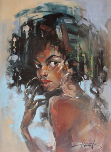 Painting titled "Enayola" by Henadzy Havartsou, Original Artwork, Oil Mounted on Wood Stretcher frame