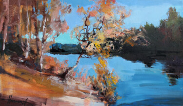Картина под названием "Autumn, autumn..." - Henadzy Havartsou, Подлинное произведение искусства, Масло Установлен на Деревян…