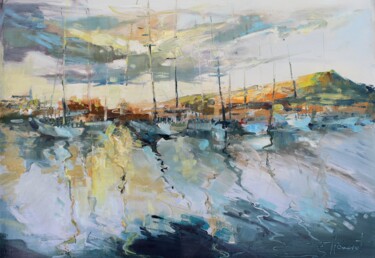 Malarstwo zatytułowany „Sunrise in the mari…” autorstwa Henadzy Havartsou, Oryginalna praca, Olej Zamontowany na Drewniana r…