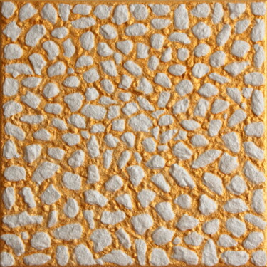 Painting titled "White rocks on gold…" by Henk Broeke, Original Artwork, Acrylic Mounted on Wood Stretcher frame