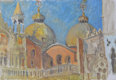 Painting titled "Basilica di San Mar…" by Hennadii Volokitin, Original Artwork, Oil