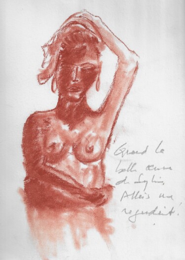 Dessin intitulée "Belle femme des Ile…" par Hénohut De Zhéry, Œuvre d'art originale, Craie