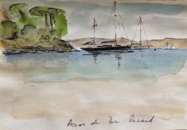 Painting titled "Anse du Bon Renaud…" by Hénohut De Zhéry, Original Artwork, Watercolor