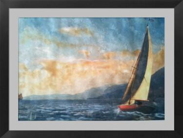 Arte digital titulada "Sailing yacht Kryst…" por Hénohut De Zhéry, Obra de arte original, Trabajo Digital 2D