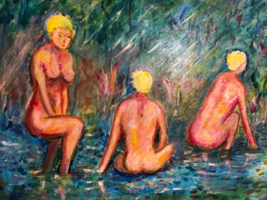 Pittura intitolato "Les baigneuses" da Enrico El Nomado Dit El Gréco, Opera d'arte originale, Acrilico