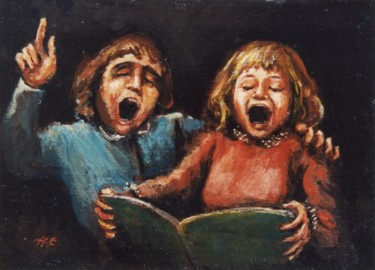 Peinture intitulée "Chanteurs 1 .jpg" par Henri Eisenberg, Œuvre d'art originale, Acrylique