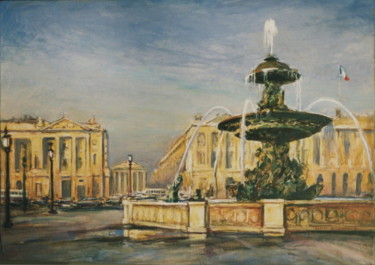 Painting titled "Paris, Place de la…" by Henri Eisenberg, Original Artwork, Acrylic