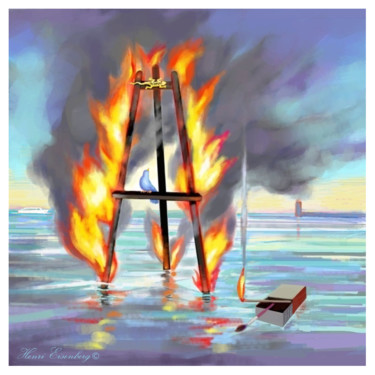 Digital Arts titled "Chevalet en Feu." by Henri Eisenberg, Original Artwork, 2D Digital Work