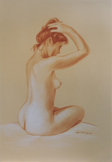 Disegno intitolato "M. nue assise" da Henri Eisenberg, Opera d'arte originale, Pastello