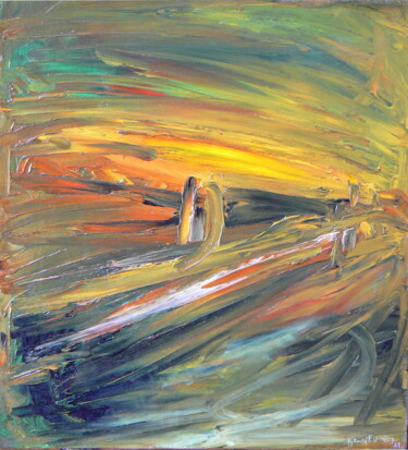 绘画 标题为“L'Au-revoir” 由Henri Eisenberg, 原创艺术品, 油 安装在其他刚性面板上