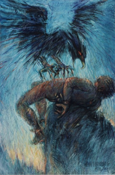 제목이 "Prométhée enchaîné"인 미술작품 Henri Eisenberg로, 원작, 아크릴 나무 들것 프레임에 장착됨