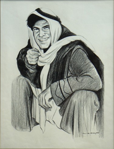 Dibujo titulada "Bédouin" por Henri Eisenberg, Obra de arte original, Conté