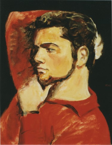 Schilderij getiteld "Mon Frère" door Henri Eisenberg, Origineel Kunstwerk, Olie Gemonteerd op Frame voor houten brancard