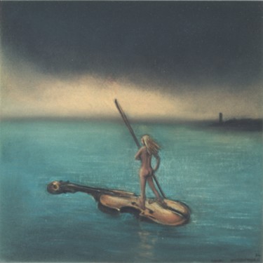 Peinture intitulée "Femme ramant sur so…" par Henri Eisenberg, Œuvre d'art originale, Pastel