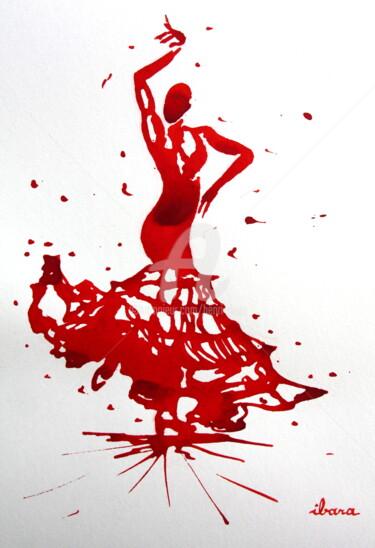 Drawing titled "Flamenco N°1" by Henri Ibara, Original Artwork, Ink