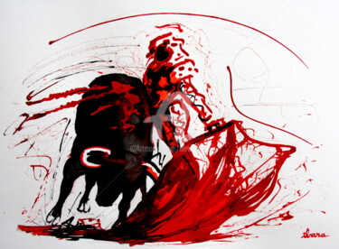 Dessin intitulée "Tauromachie N°11" par Henri Ibara, Œuvre d'art originale, Encre