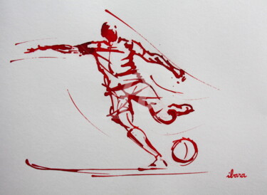 Zeichnungen mit dem Titel "Football N°89" von Henri Ibara, Original-Kunstwerk, Tinte