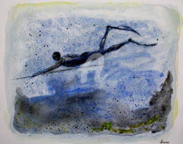 Malerei mit dem Titel "Plongée sous marine" von Henri Ibara, Original-Kunstwerk, Acryl