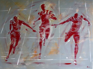 Pintura titulada "Athlétisme: arrivée…" por Henri Ibara, Obra de arte original, Acrílico