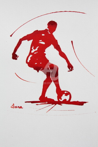 Tekening getiteld "Dribble N°2" door Henri Ibara, Origineel Kunstwerk, Inkt