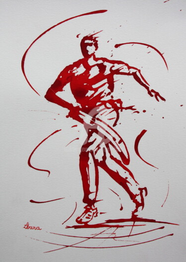 Desenho intitulada "Pelote basque N°1" por Henri Ibara, Obras de arte originais, Tinta