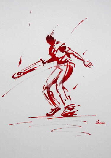 Zeichnungen mit dem Titel "Pelote basque N°3" von Henri Ibara, Original-Kunstwerk, Tinte