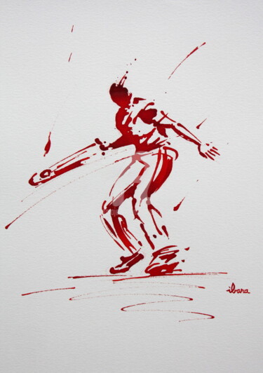 Tekening getiteld "Pelote basque N°3" door Henri Ibara, Origineel Kunstwerk, Inkt