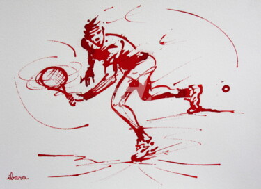 Disegno intitolato "Tennis N°27" da Henri Ibara, Opera d'arte originale, Inchiostro