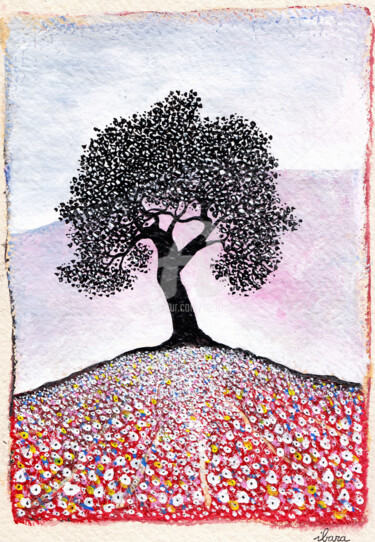 Disegno intitolato "Esprit de l'arbre e…" da Henri Ibara, Opera d'arte originale, Inchiostro