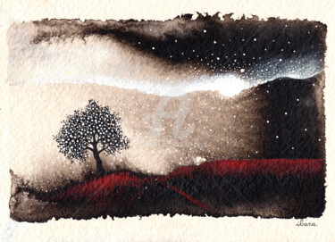 Dessin intitulée "Le premier arbre" par Henri Ibara, Œuvre d'art originale, Encre