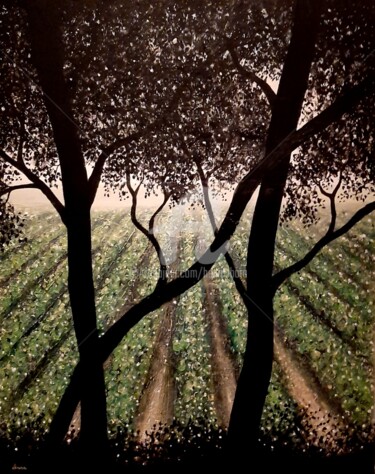 Peinture intitulée "Arbres noirs" par Henri Ibara, Œuvre d'art originale, Acrylique Monté sur Châssis en bois