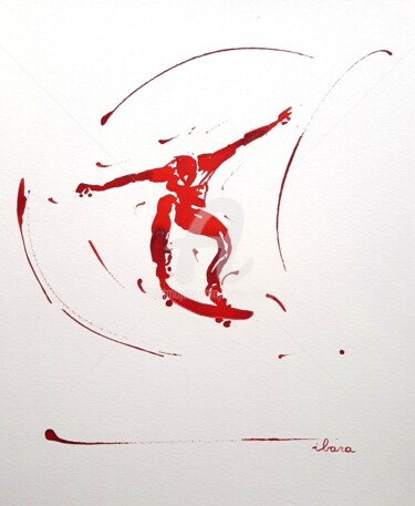 Drawing titled "Skateur N°5" by Henri Ibara, Original Artwork, Ink
