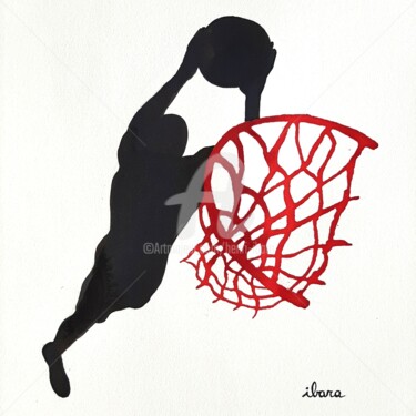 Dibujo titulada "Basket N°18" por Henri Ibara, Obra de arte original, Tinta