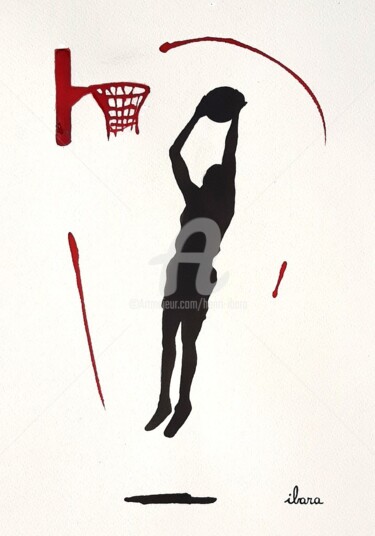 Dibujo titulada "Basket N°20" por Henri Ibara, Obra de arte original, Tinta