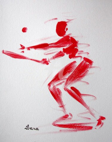 Schilderij getiteld "tennis-dessin-calli…" door Henri Ibara, Origineel Kunstwerk, Acryl