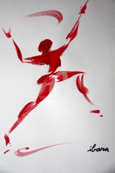 Dibujo titulada "homme-rouge-a-dessi…" por Henri Ibara, Obra de arte original