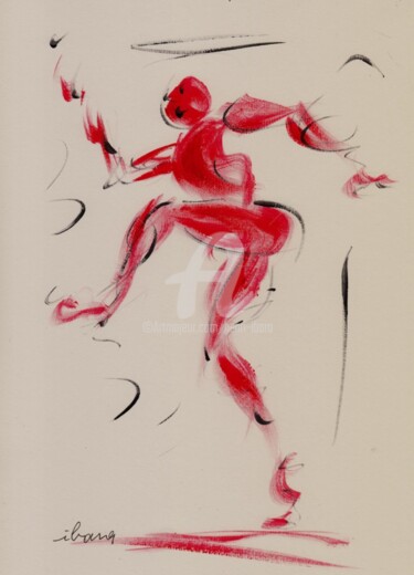 Drawing titled "homme-rouge-d-ibara…" by Henri Ibara, Original Artwork