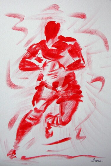 Рисунок под названием "Rugby N°1" - Henri Ibara, Подлинное произведение искусства, Гуашь