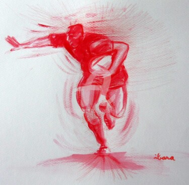 Tekening getiteld "Rugby N°3" door Henri Ibara, Origineel Kunstwerk, Gouache