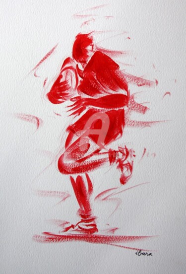 Dessin intitulée "Rugby N°7" par Henri Ibara, Œuvre d'art originale, Gouache