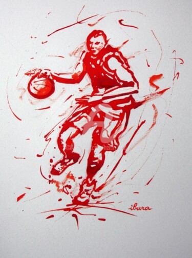 Malerei mit dem Titel "basket-n-12-dessin-…" von Henri Ibara, Original-Kunstwerk, Tinte