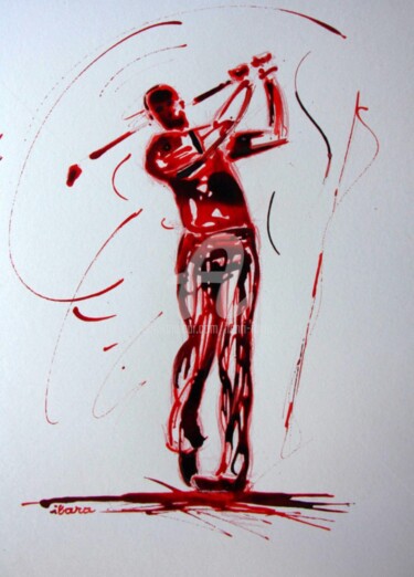 Desenho intitulada "golf-n-5-dessin-d-i…" por Henri Ibara, Obras de arte originais, Tinta