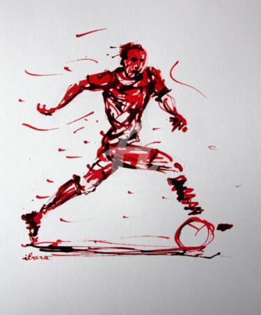 Dessin intitulée "football-n-52-dessi…" par Henri Ibara, Œuvre d'art originale, Encre