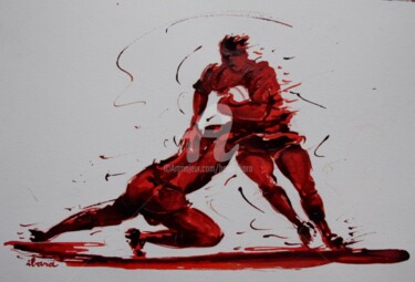 "rugby-n-33-dessin-d…" başlıklı Resim Henri Ibara tarafından, Orijinal sanat, Mürekkep