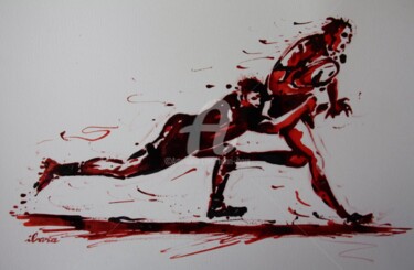 Рисунок под названием "Rugby N°36" - Henri Ibara, Подлинное произведение искусства, Чернила