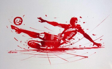 Dessin intitulée "Football N°71" par Henri Ibara, Œuvre d'art originale, Encre