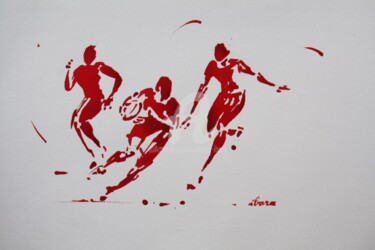 图画 标题为“rugby-n-43-dessin-d…” 由Henri Ibara, 原创艺术品, 墨