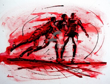 Картина под названием "rugby-n-46-peinture…" - Henri Ibara, Подлинное произведение искусства, Акрил